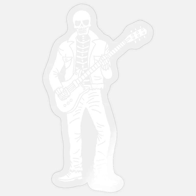 Squelette guitariste (blanc) - Sticker taille S (10 x 10 cm) - brillant transparent