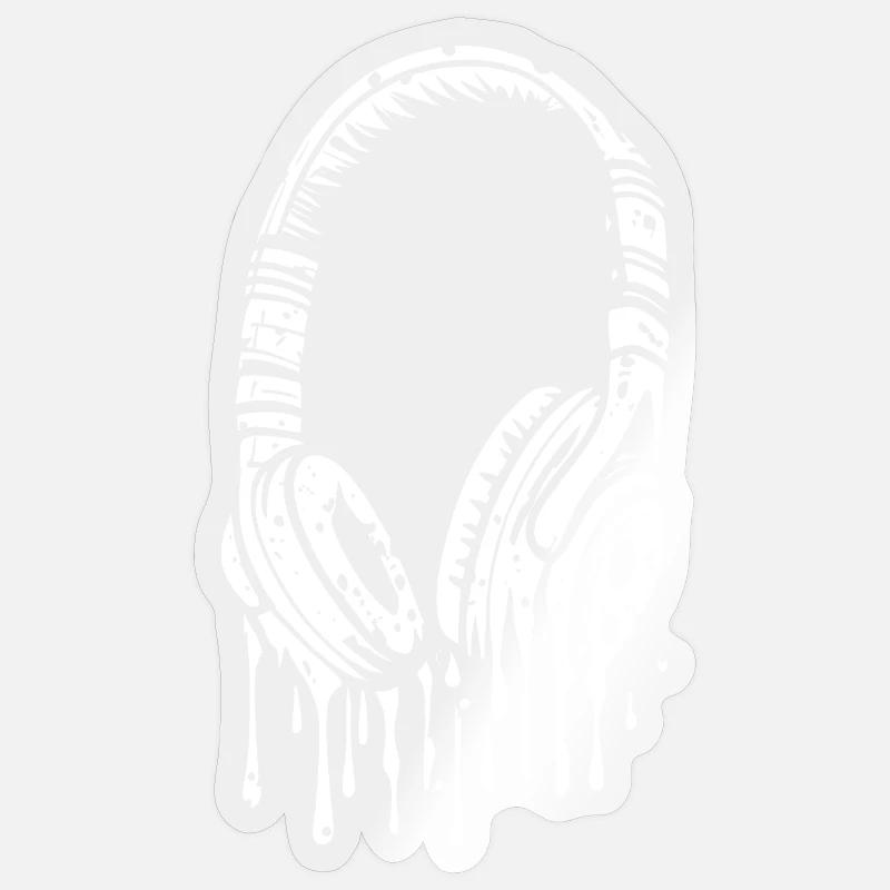 Comic Kopfhörer mit Tropfen - Sticker Größe S (10 x 10 cm) - Transparent glänzend