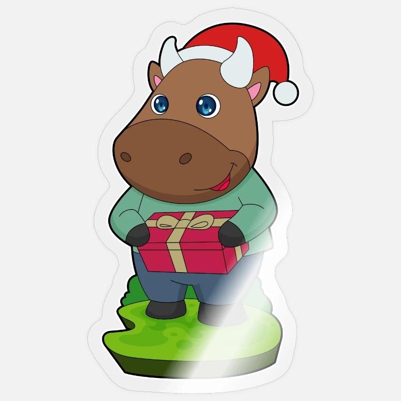 Taurus Christmas Package - Sticker size S (10 x 10 cm) - transparent glossy
