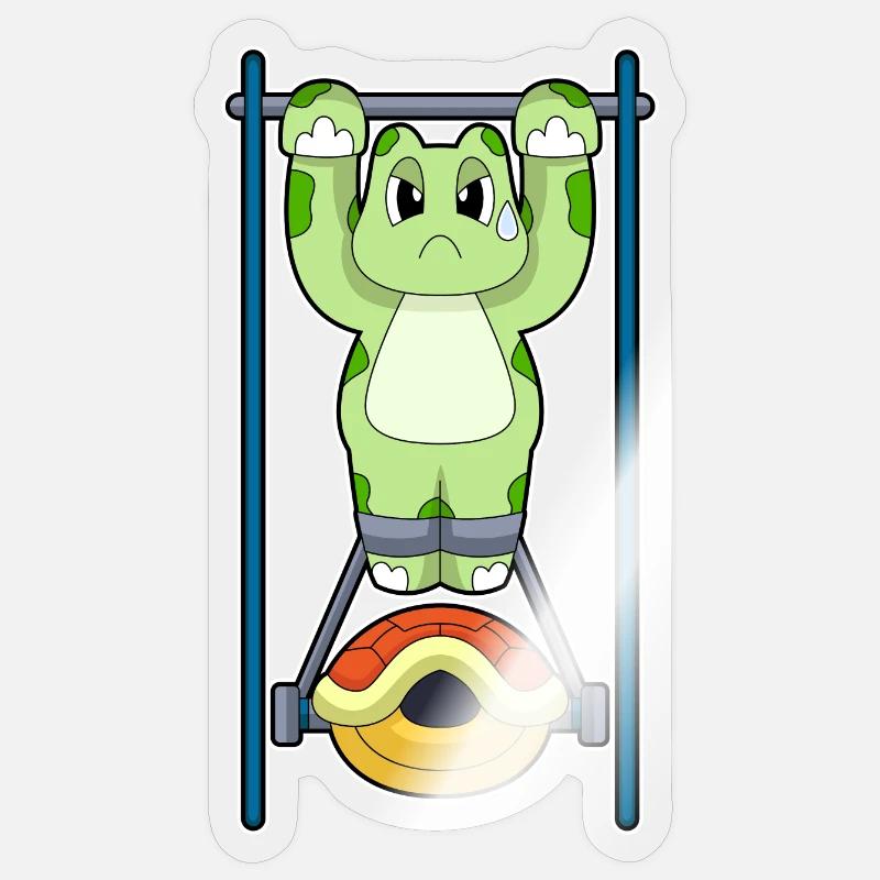 Turtle Bodybuilder Pull-ups Bodybuilding - Sticker size S (10 x 10 cm) - transparent glossy