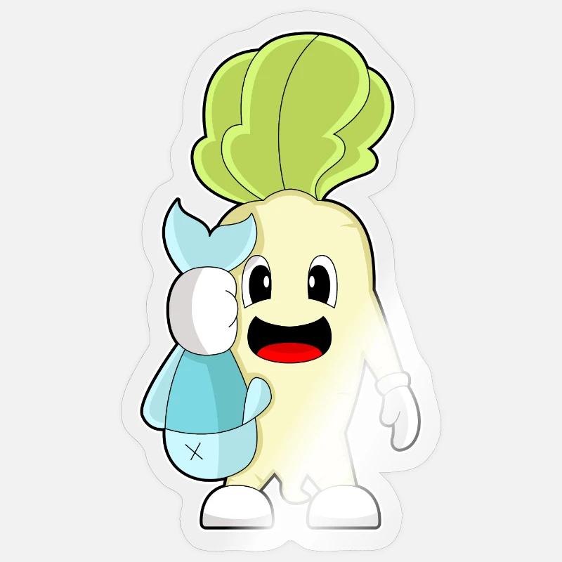 Pêche au radis pêcheur - Sticker taille S (10 x 10 cm) - brillant transparent