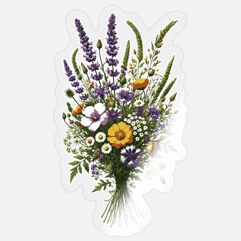 Wildblumen - Sticker Größe S (10 x 10 cm) - Transparent glänzend