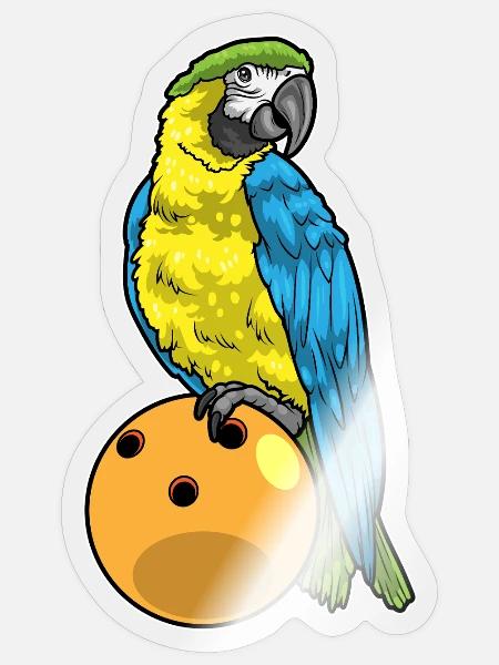 Papagei Bowling Bowlingkugel - Sticker Größe S (10 x 10 cm) - Transparent glänzend