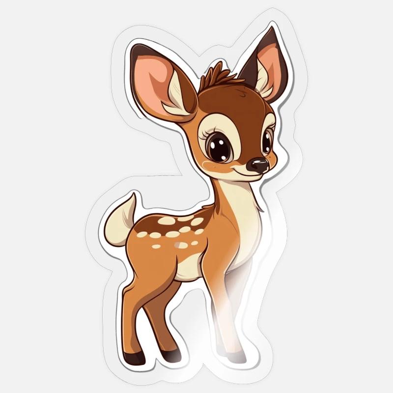 chevreuil - Sticker taille S (10 x 10 cm) - brillant transparent