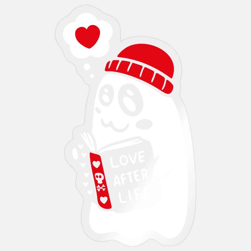 Cute Ghost Reading Romantic Book Sticker size S (10 x 10 cm)