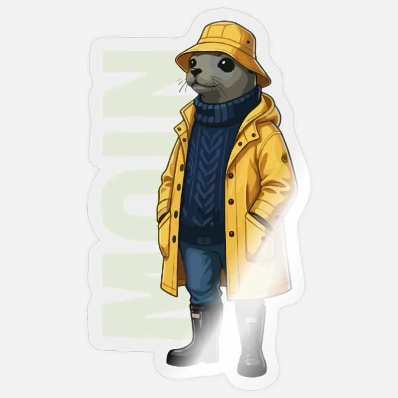 Seal Moin – Conception d’imperméable - Sticker taille S (10 x 10 cm) - brillant transparent