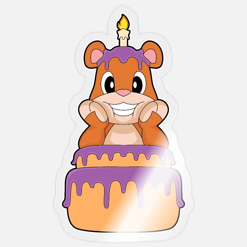 Gâteau d’anniversaire Ours - Sticker taille S (10 x 10 cm) - brillant transparent
