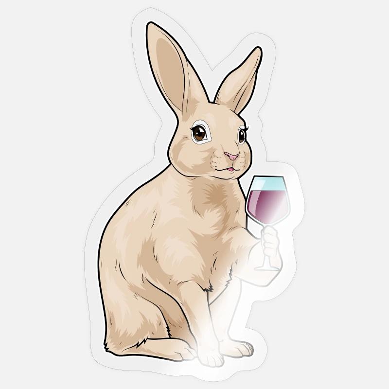 Rabbit Red Wine - Sticker size S (10 x 10 cm) - transparent glossy