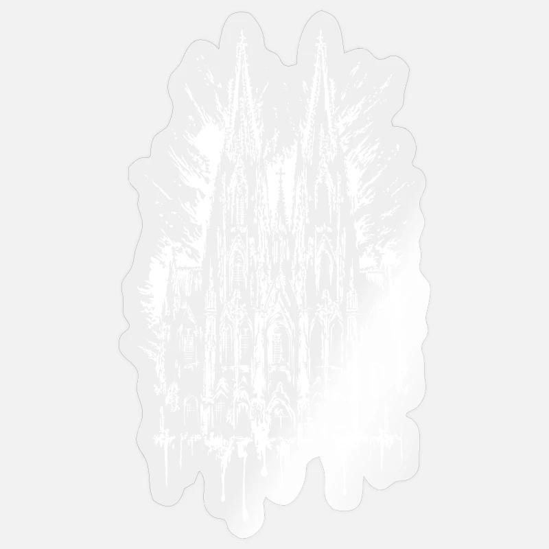 Cologne Cathedral Graffiti Splash Illustration - Sticker size S (10 x 10 cm) - transparent glossy