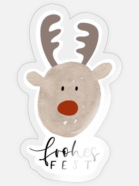 Frohes Fest Rentier Sticker - Sticker Größe S (10 x 10 cm) - Transparent glänzend