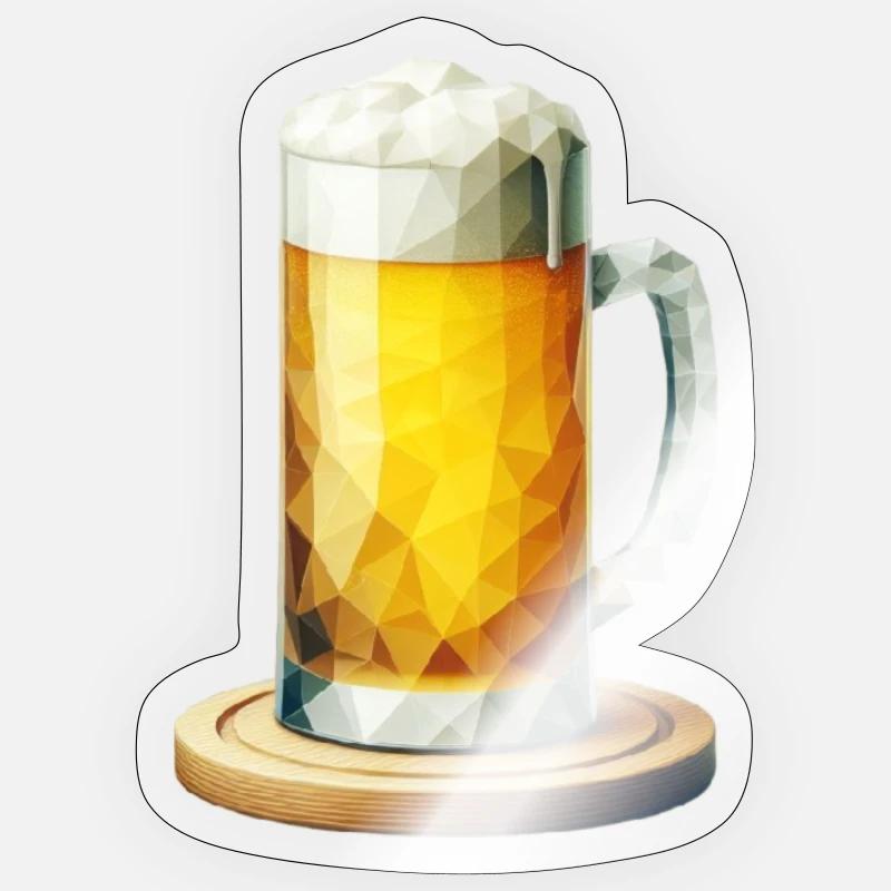 Beer Mug Polygon - Sticker size S (10 x 10 cm) - transparent glossy