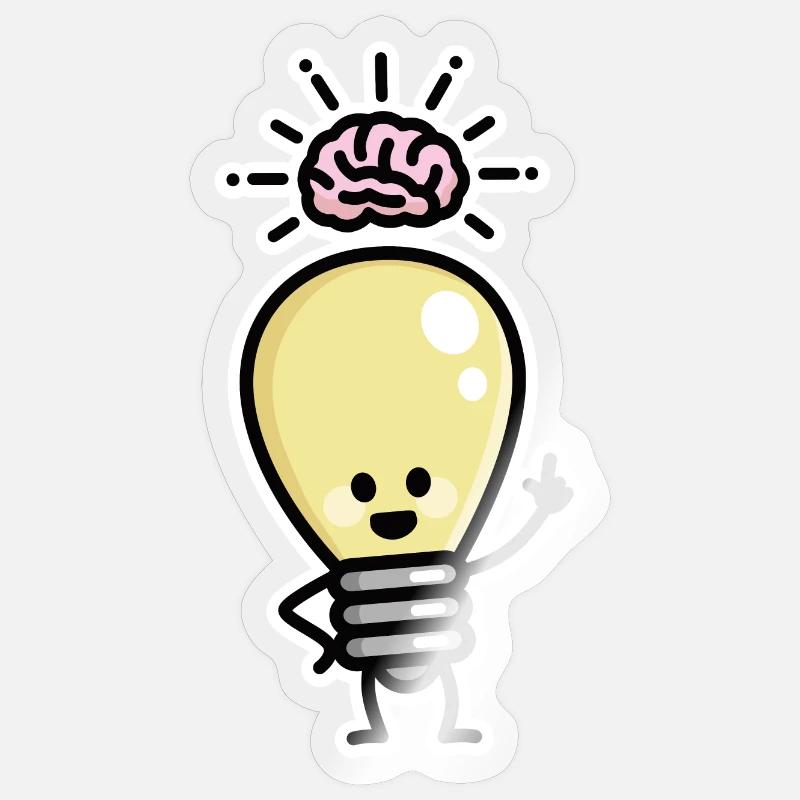 Light Bulb Idea Brains Creative Genius Creativity - Sticker size S (10 x 10 cm) - transparent glossy