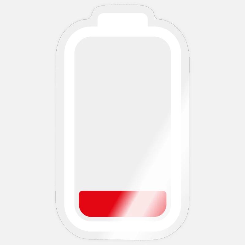 BATTERIE FAIBLE - Blanc - Sticker taille S (10 x 10 cm) - brillant transparent