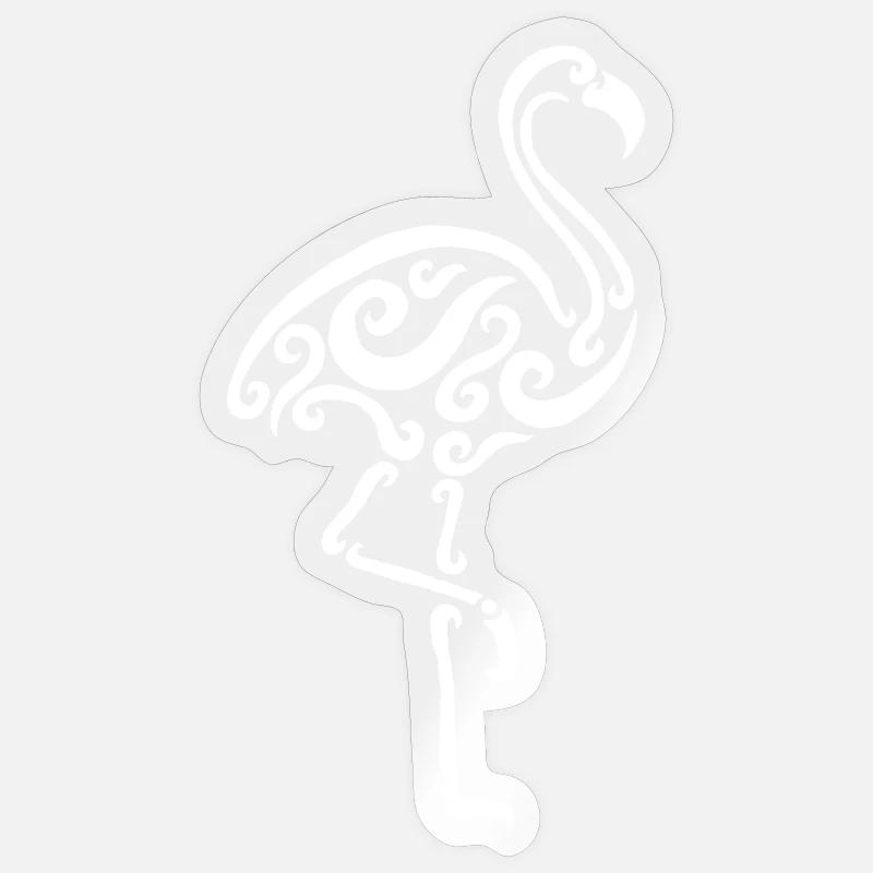 Flamant blanc - Sticker taille S (10 x 10 cm) - brillant transparent