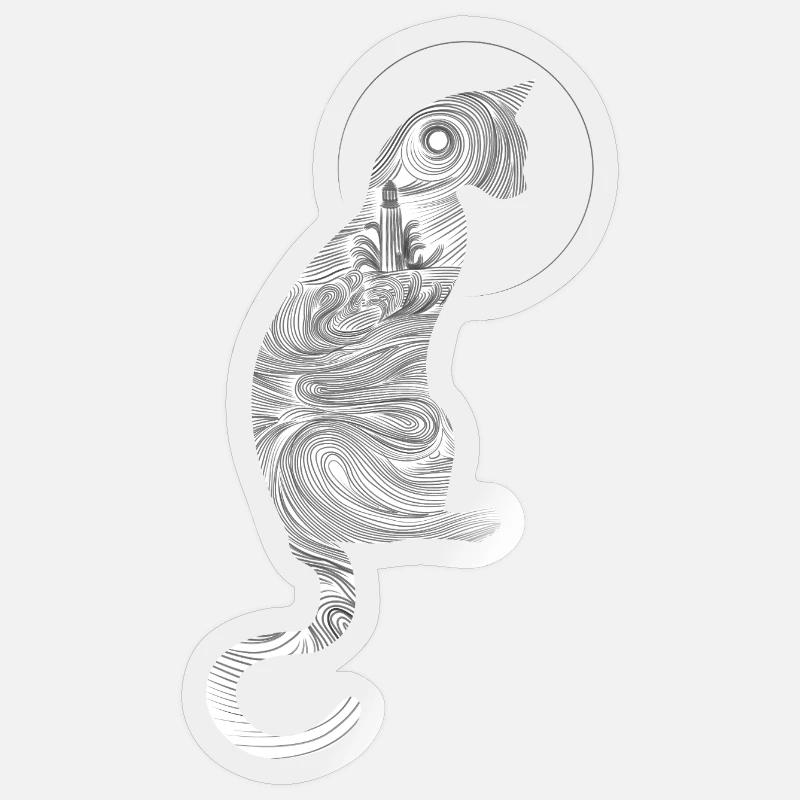 Abstrakte Katze mit spiralförmigem Muster - Sticker Größe S (10 x 10 cm) - Transparent glänzend