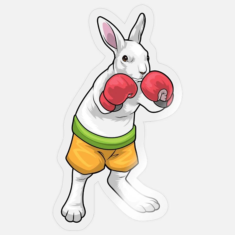 Hase Boxer Boxhandschuhe Boxen - Sticker Größe S (10 x 10 cm) - Transparent glänzend