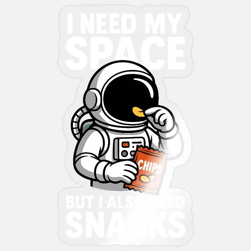 Collations de l’espace - Astronaute avec des chips Sticker taille S (10 x 10 cm)