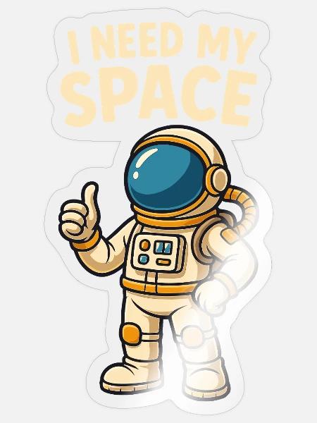 Astronaut Comic - I Need My Space - Sticker Größe S (10 x 10 cm) - Transparent glänzend