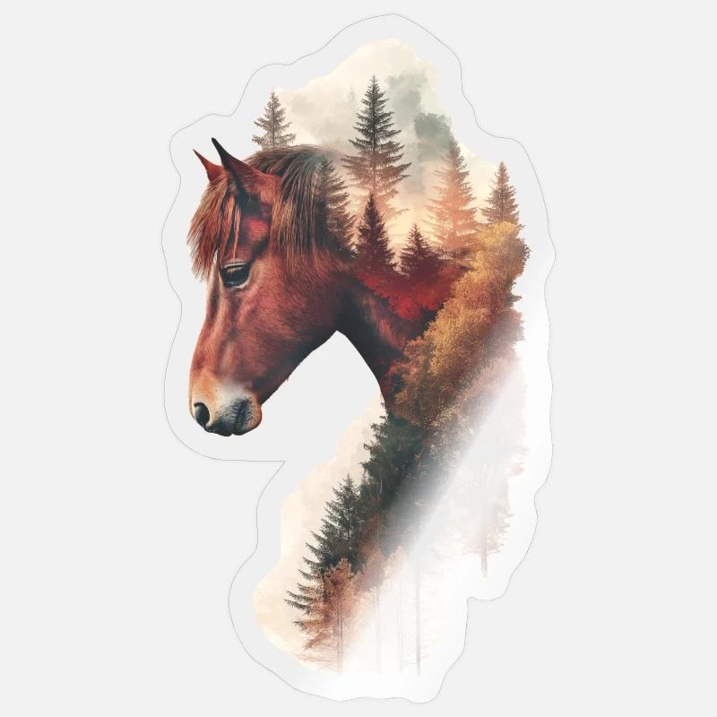 Cheval - Sticker taille S (10 x 10 cm) - brillant transparent