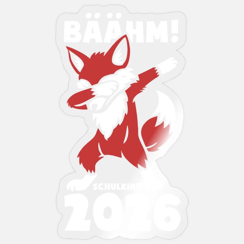 Bäääm! Schulkind 2026 - Schlauer Fuchs - Sticker Größe S (10 x 10 cm) - Transparent glänzend