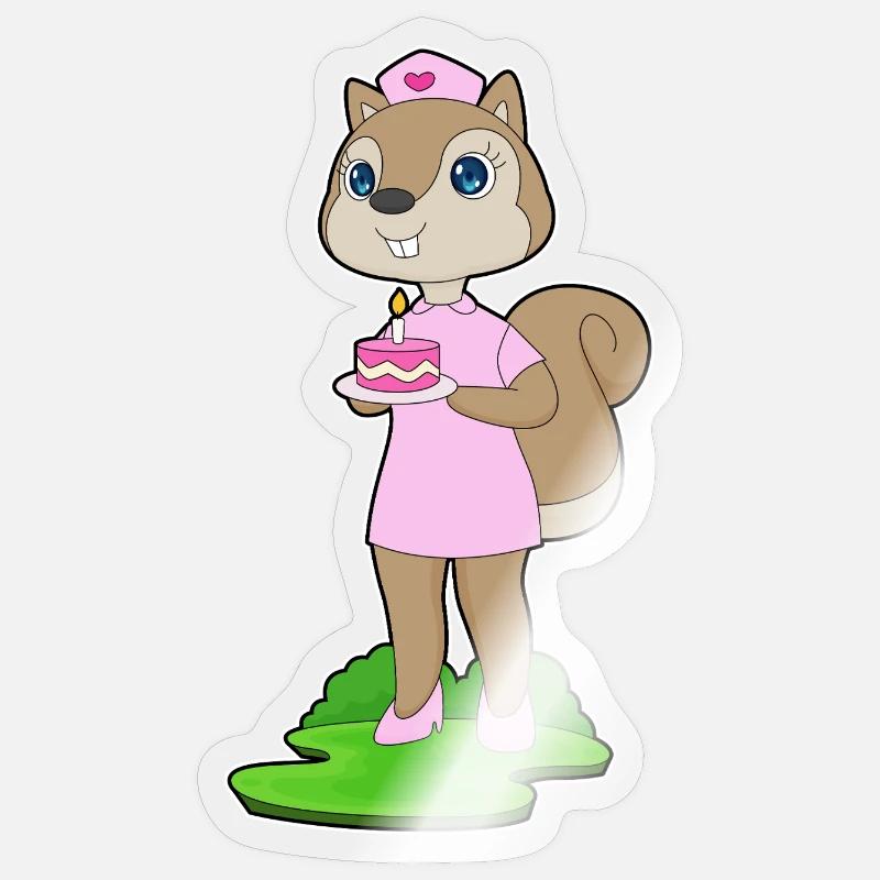 Eichhörnchen Geburtstag Krankenschwester Sticker Größe S (10 x 10 cm)