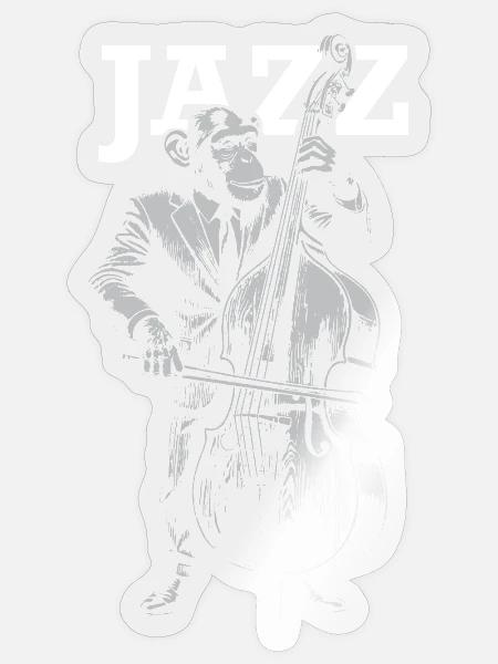Jazz Monkey spielt Kontrabass - Sticker Größe S (10 x 10 cm) - Transparent glänzend