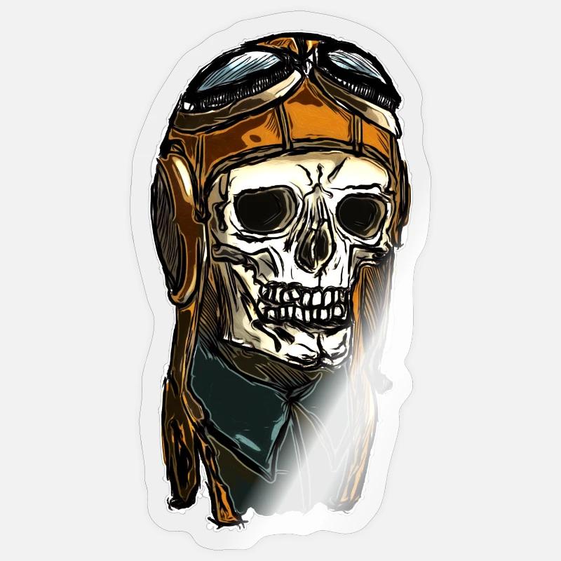 Skull mit Helmkappe - Sticker Größe S (10 x 10 cm) - Transparent glänzend