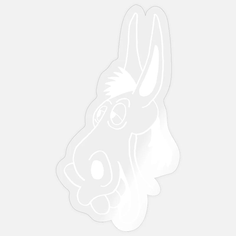 âne blanc - Sticker taille S (10 x 10 cm) - brillant transparent