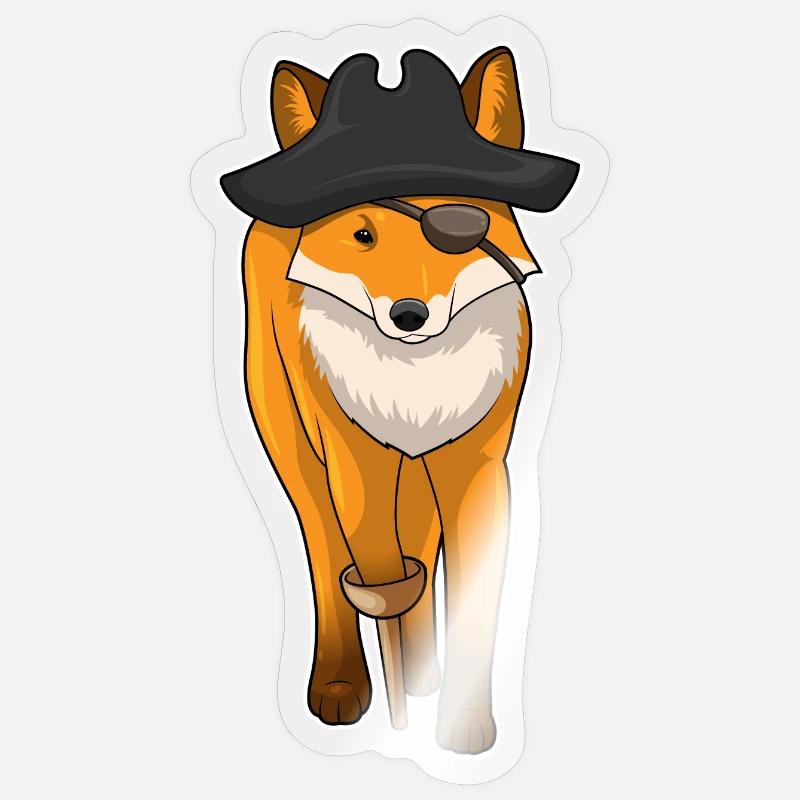 Fuchs Pirat Augenklappe - Sticker Größe S (10 x 10 cm) - Transparent glänzend