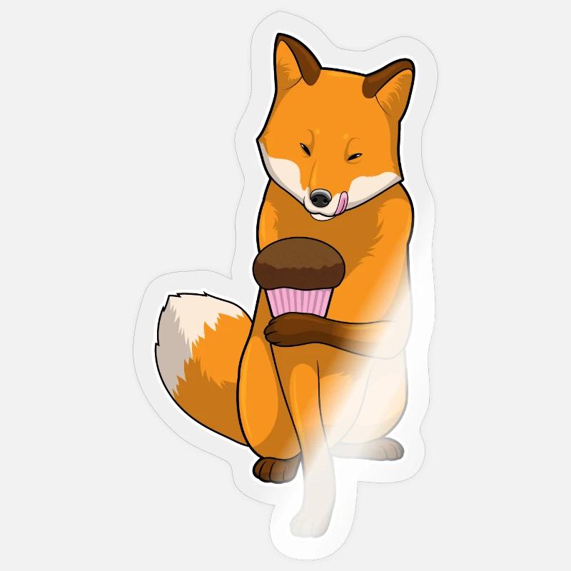 Fuchs Muffin - Sticker Größe S (10 x 10 cm) - Transparent glänzend