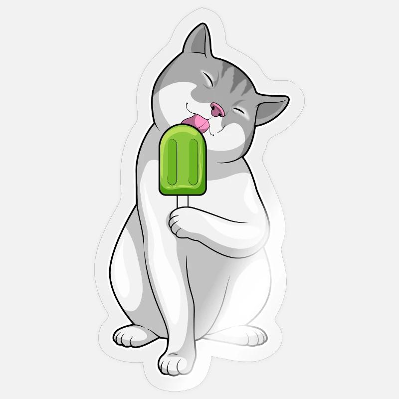 Popsicles pour chat - Sticker taille S (10 x 10 cm) - brillant transparent