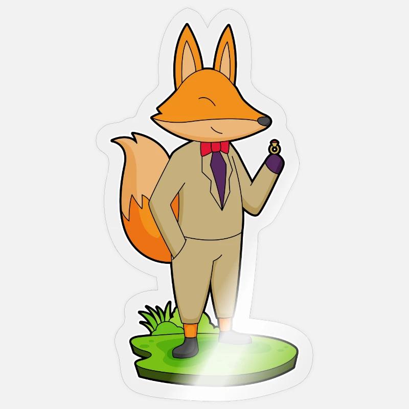 Fox Groom Ring Mariage - Sticker taille S (10 x 10 cm) - brillant transparent