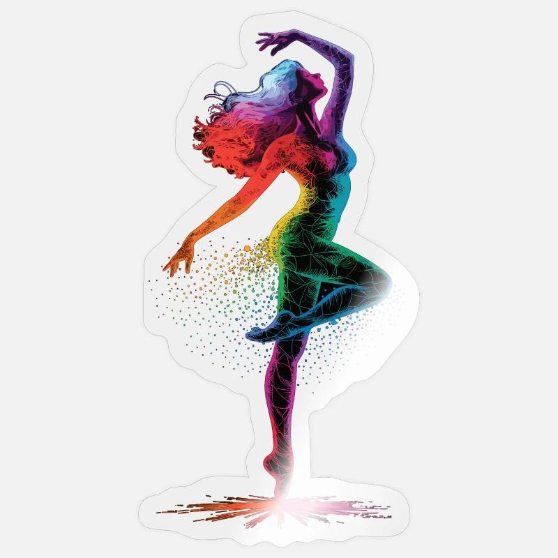 Danseuse colorée sur la pointe des pieds - Sticker taille S (10 x 10 cm) - brillant transparent