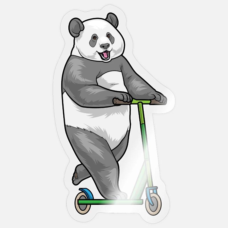 Trottinette Panda - Sticker taille S (10 x 10 cm) - brillant transparent