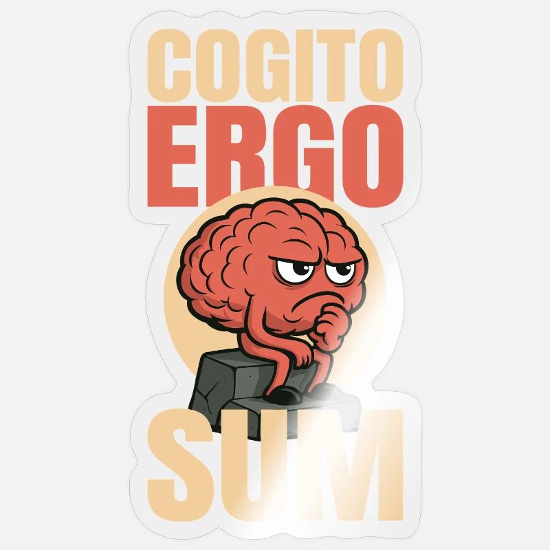 Funny Philosophy Design Brain - Sticker size S (10 x 10 cm) - transparent glossy