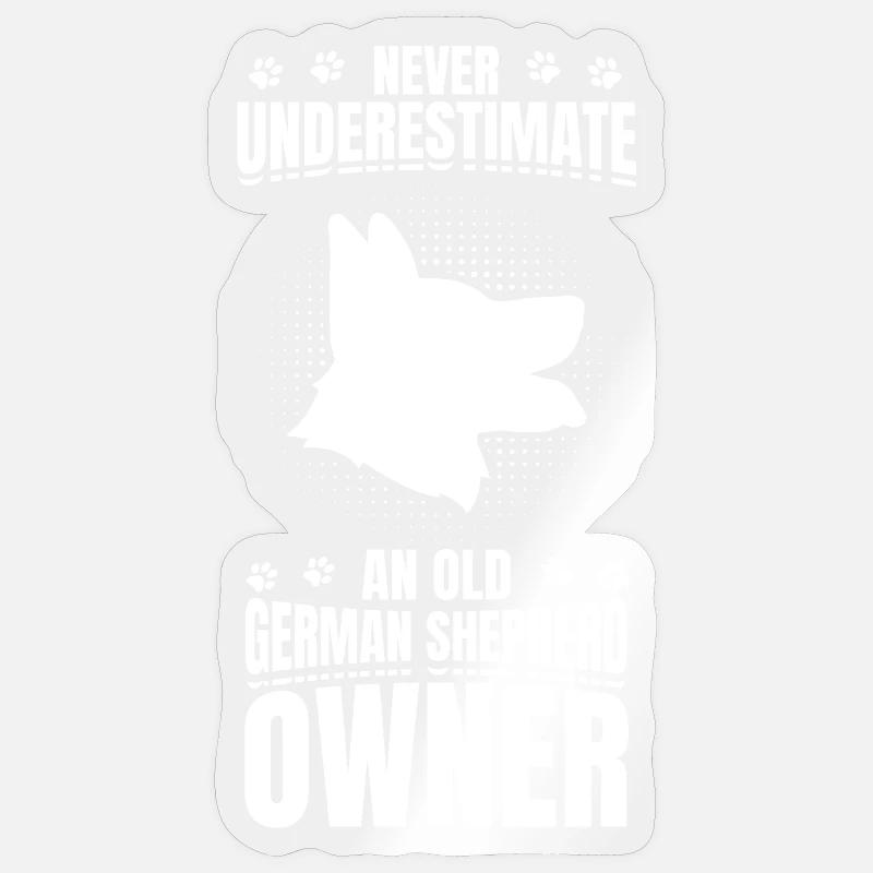Alter Schäferhund Besitzer - Sticker Größe S (10 x 10 cm) - Transparent glänzend