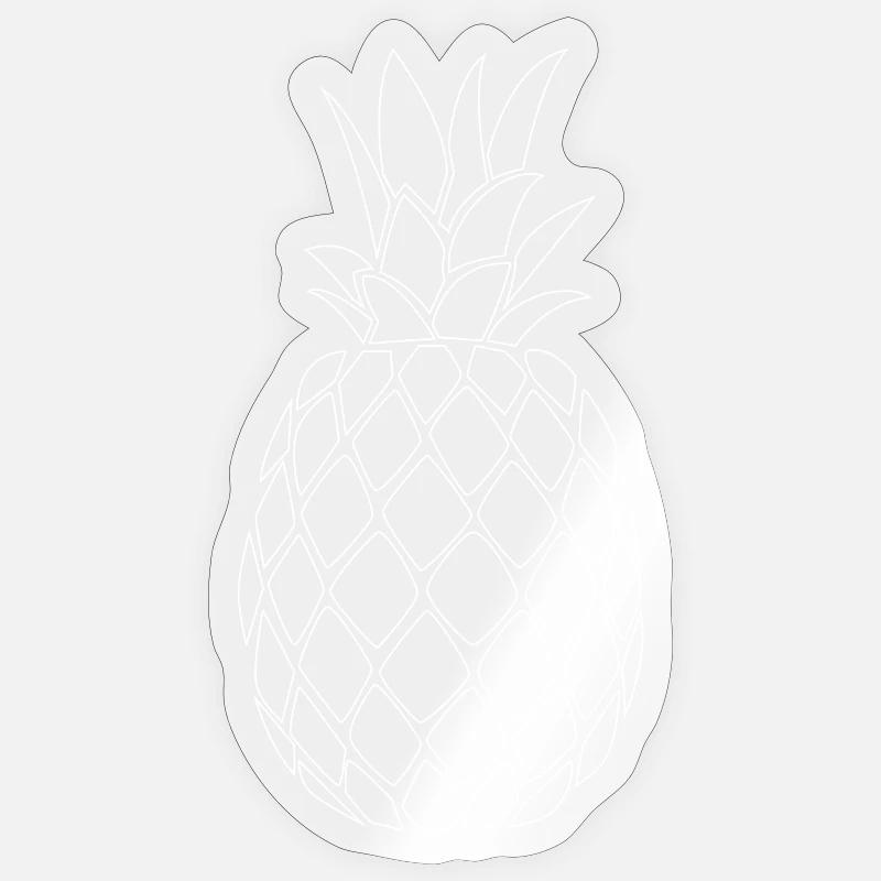 Pineapple white - Minimal Design - Sticker size S (10 x 10 cm) - transparent glossy