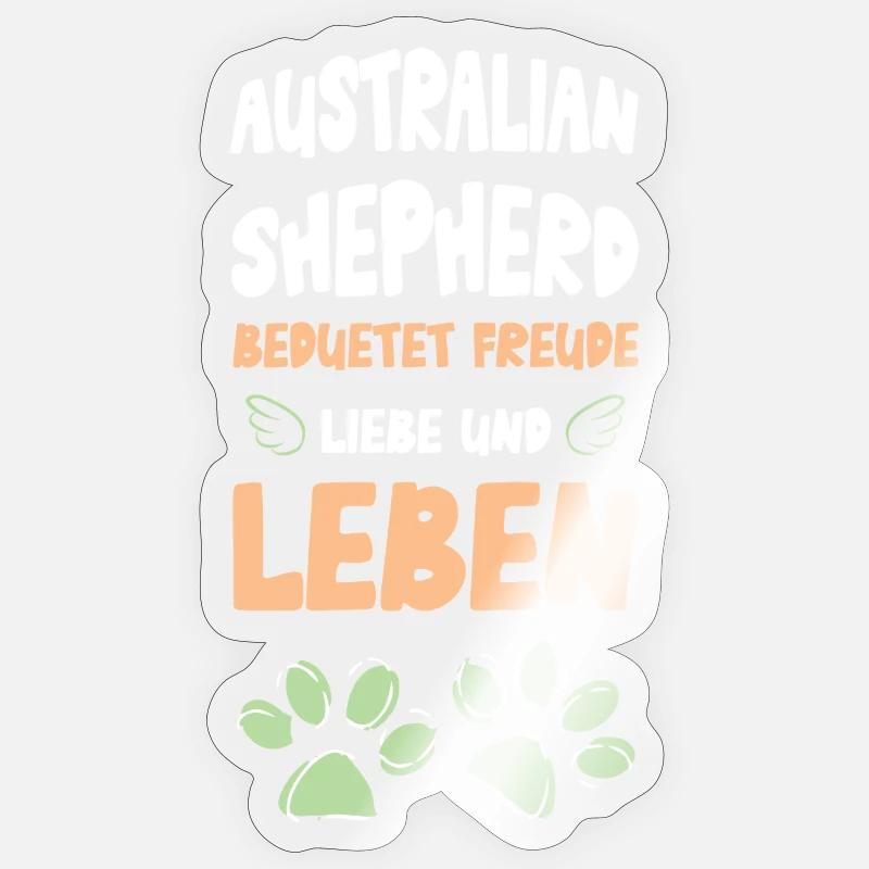 Australischer Shepherd Freude Leben - Sticker Größe S (10 x 10 cm) - Transparent glänzend