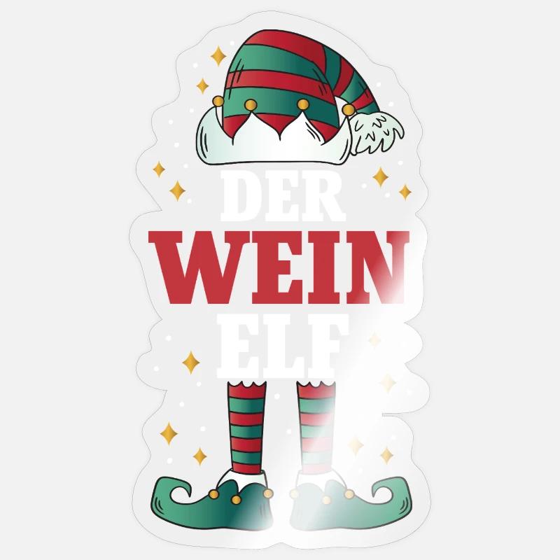 Noël L’Elfe du Vin - Sticker taille S (10 x 10 cm) - brillant transparent