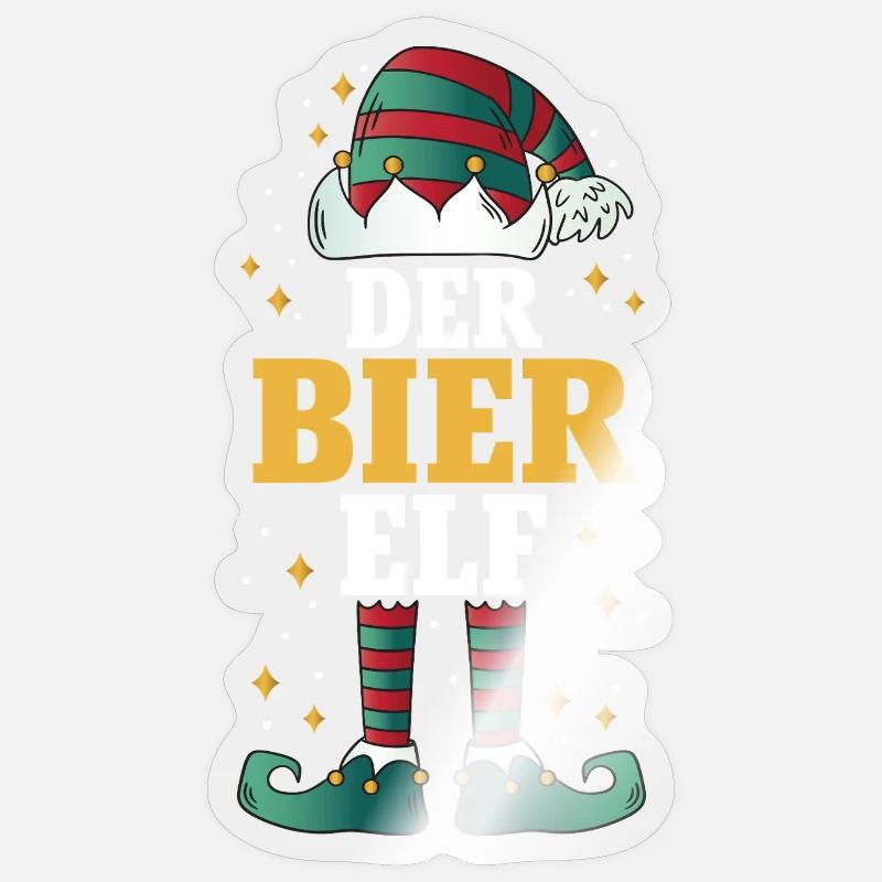 Weihnachten Der Bier Elf - Sticker Größe S (10 x 10 cm) - Transparent glänzend