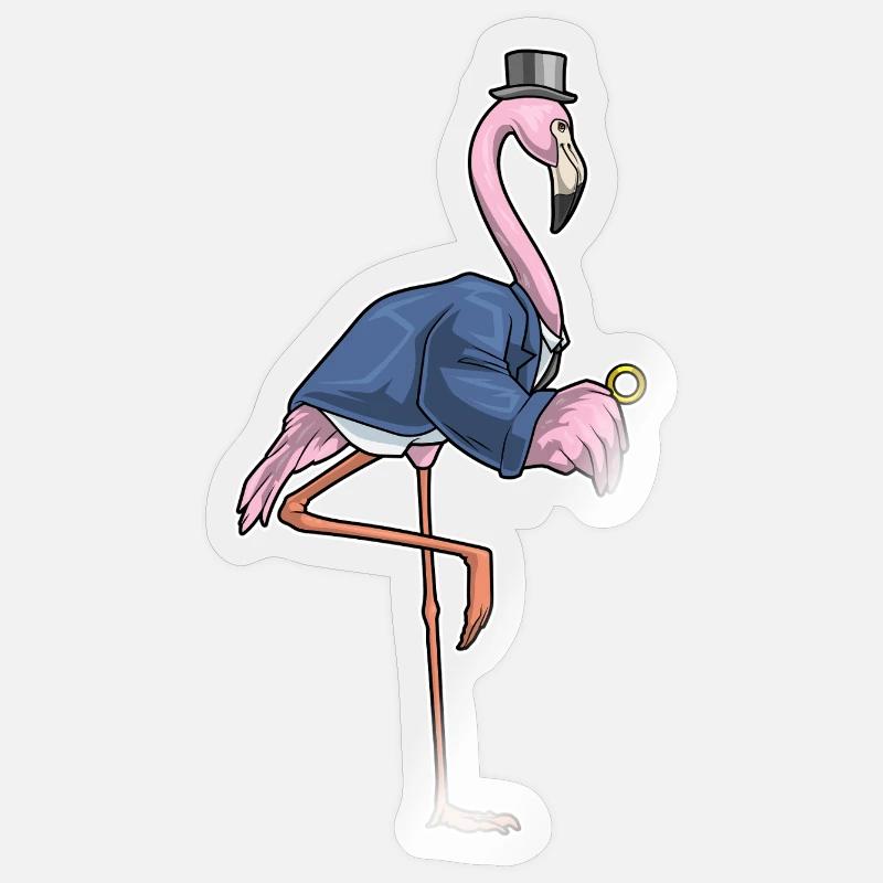 Flamingo Bräutigam Ehering Hochzeit - Sticker Größe S (10 x 10 cm) - Transparent glänzend