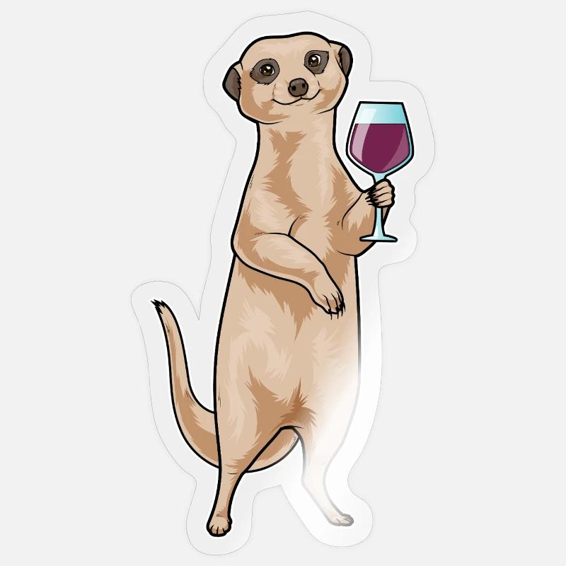Erdmännchen Rotwein Sticker Größe S (10 x 10 cm)