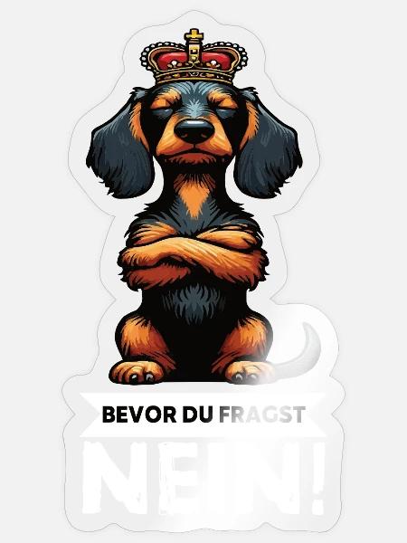 Bevor Du Fragst Nein Rauhaardackel Dackel Teckel - Sticker Größe S (10 x 10 cm) - Transparent glänzend