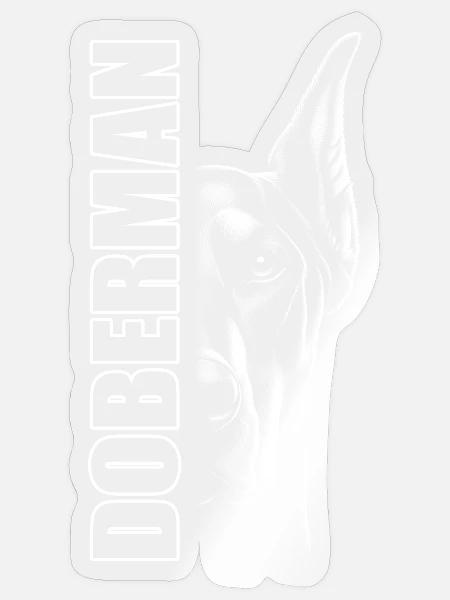 Dobermann Porträt mit vertikalem Schriftzug - Sticker Größe S (10 x 10 cm) - Transparent glänzend