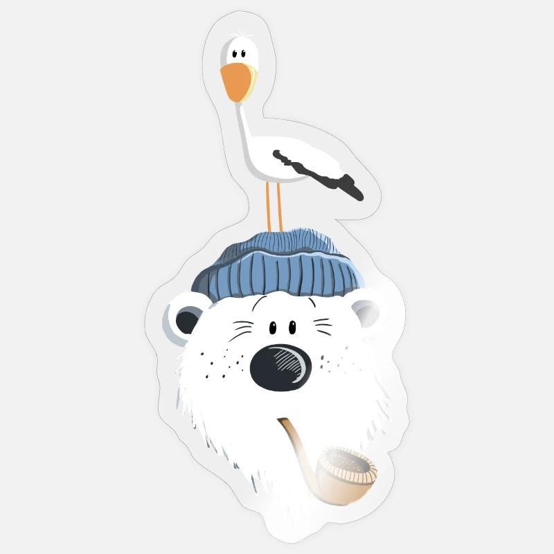 Bär mit Möwe Sticker Größe S (10 x 10 cm)