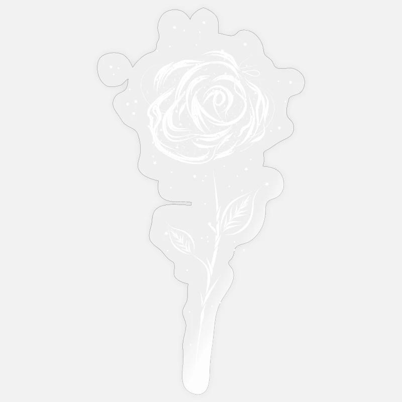 Dessin d'une rose blanche - Sticker taille S (10 x 10 cm) - brillant transparent