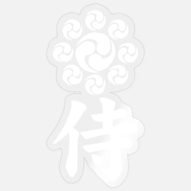 Emblème samouraï du clan Uesugi (blanc) - Sticker taille S (10 x 10 cm) - brillant transparent