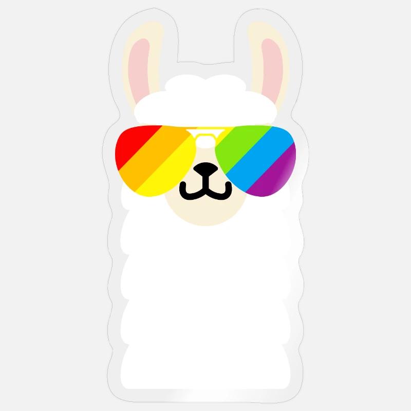 Lunettes de soleil arc-en-ciel Llama - Sticker taille S (10 x 10 cm) - brillant transparent