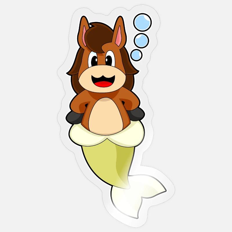 Sirène de cheval - Sticker taille S (10 x 10 cm) - brillant transparent