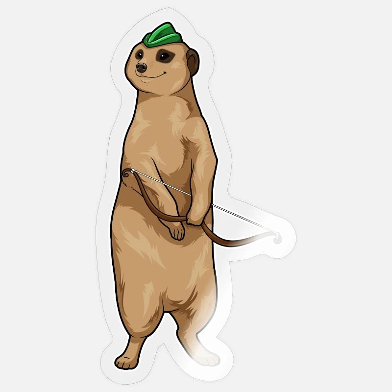 Erdmännchen Bogenschütze Bogen - Sticker Größe S (10 x 10 cm) - Transparent glänzend